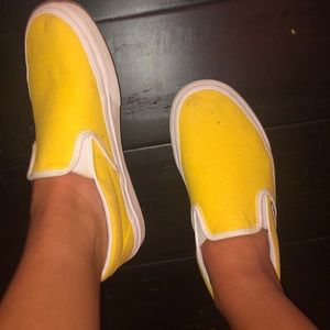 Yellow *custom* slip on vans